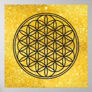 Poster FLEUR DE VIE - Symbole de géométrie sacrée contour
