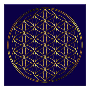 Poster FLEUR DE VIE - Symbole de géométrie sacrée or 2