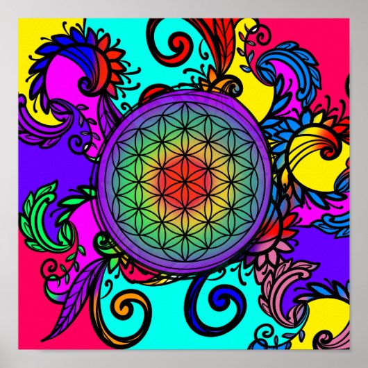 Poster Fleur de vie zen Chakra (Devant)