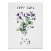 Poster Fleur de violette du mois de naissance de février (Devant)