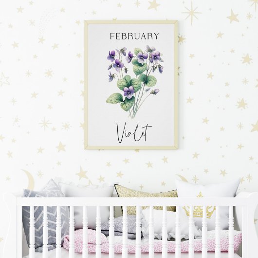 Poster Fleur de violette du mois de naissance de février