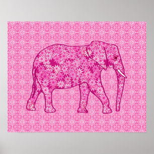 Poster Fleur d'éléphant - rose fuchsia