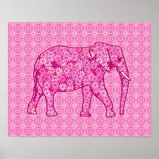 Poster Fleur d'éléphant - rose fuchsia (Devant)