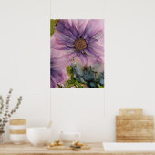 Poster fleur d'encre d'alcool rose et violet (Cuisine)