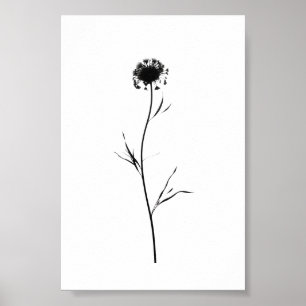 Poster Fleur d'encre minimaliste Art floral Abstrait en n