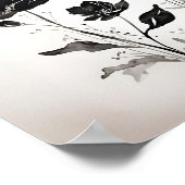 Poster Fleur d'encre noire Aquarelle (Coin)