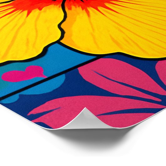 Poster Fleur d'Hibiscus jaune tropical (Coin)