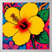 Poster Fleur d'Hibiscus jaune tropical (Devant)