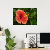 Poster Fleur d'Hibiscus Orange Florale Tropicale (Bureau à domicile)