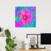 Poster Fleur d'Hibiscus rose et rouge psychédélique (Bureau à domicile)