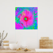 Poster Fleur d'Hibiscus rose et rouge psychédélique (Cuisine)