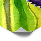 Poster Fleur d'iris floral aquarelle (Coin)