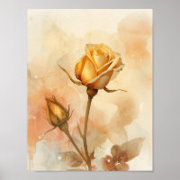 Fleur d'or aquarelle chaude ambre rose dorée