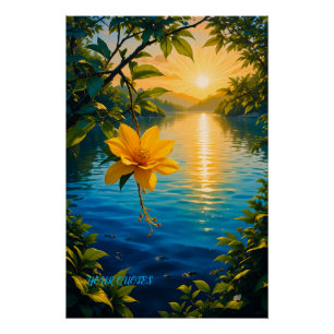 Poster Fleur dorée au coucher du soleil – Art de la natur