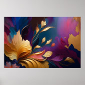 Poster Fleur dorée – Composition florale abstraite (Devant)