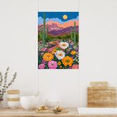 Poster Fleur du désert au clair de lune (Cuisine)