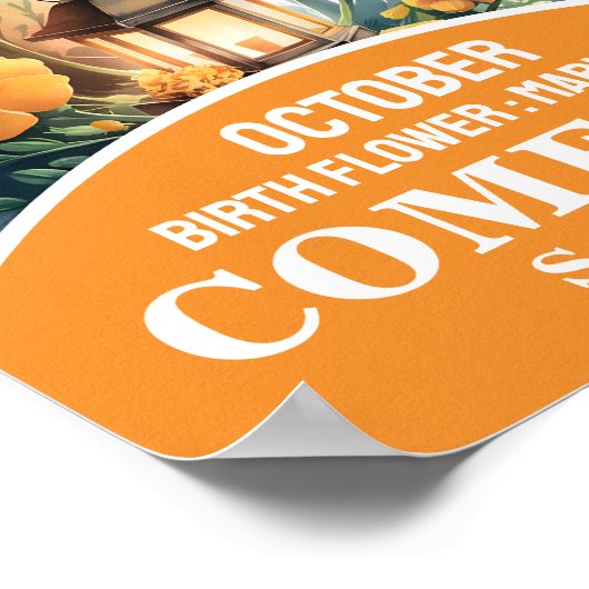 Poster Fleur du mois d'octobre Art de crèche chrétien (Coin)