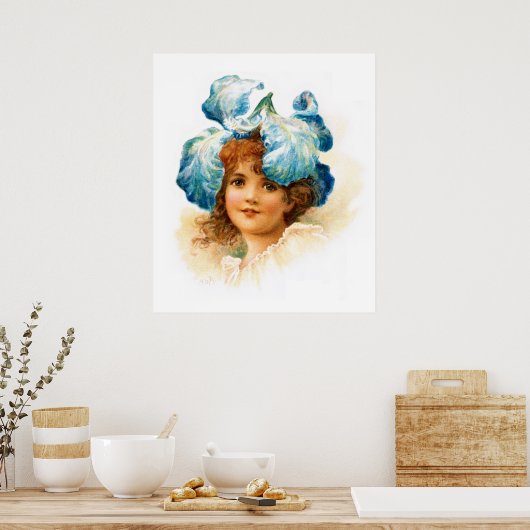 Poster Fleur en bleu (Cuisine)