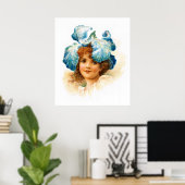 Poster Fleur en bleu (Bureau à domicile)