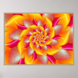 Poster Fleur en spirale rose et jaune
