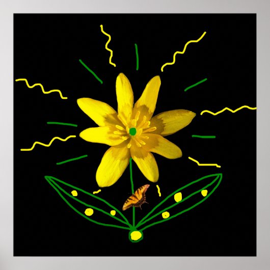 Poster Fleur et Papillon (Devant)