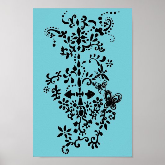 Poster Fleur et papillon Dandy Doodle (Devant)