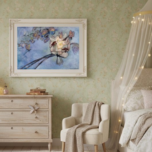 Poster Fleur et papillons de Warwick Goble