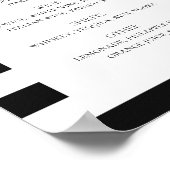 Poster Fleur et plumes de sauce noir et blanc mariage bar (Coin)