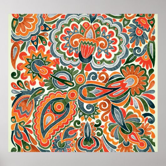 Poster Fleur Ethnique Ukrainienne, Marque Dessinée À La M (Devant)