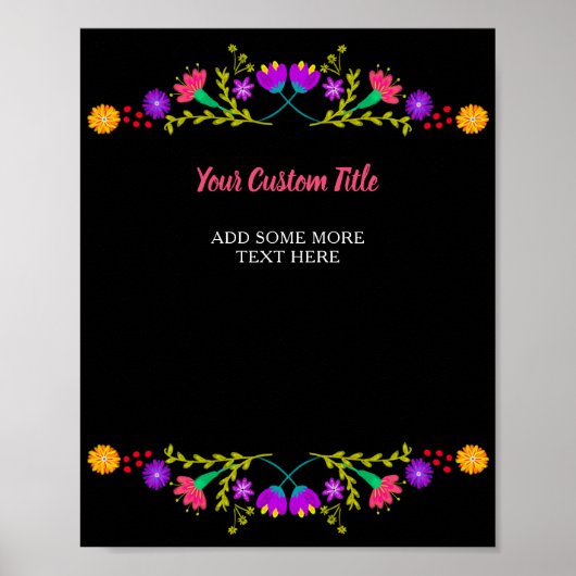 Poster Fleur Fiesta mexicaine Tout texte personnalisé (Devant)