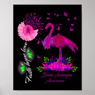 Poster Fleur Flamant rose Hope Burgundy Ribbon Cerveau An