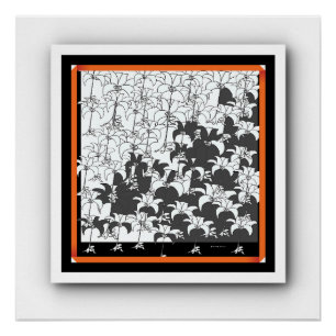 Poster Fleur Florale Noir Blanc