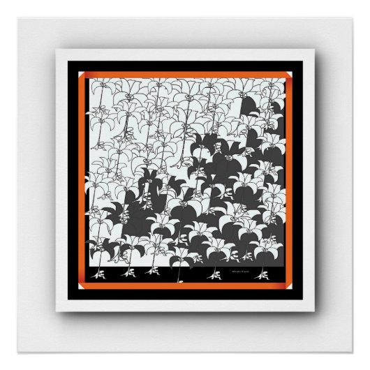 Poster Fleur Florale Noir Blanc (Devant)