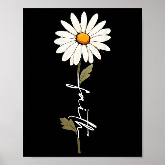 Poster Fleur Foi Dieu Écriture Cursive Jésus Croix Art O (Devant)