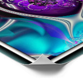 Poster Fleur fractale violette et bleue (Coin)