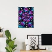 Poster Fleur fractale violette et bleue (Bureau à domicile)