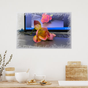 Poster Fleur Freesia sur le clavier