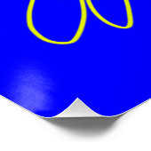 Poster Fleur géométrique orange en bleu (Coin)