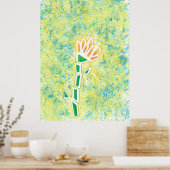 Poster Fleur géométrique orange sur fond abstrait (Cuisine)