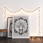 Poster Fleur Gnome Mandala Couleur adulte
