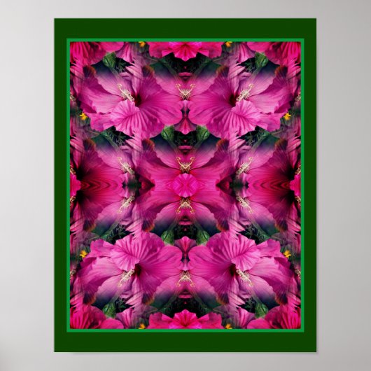 Poster Fleur Hibiscus rose Multiplié Abstrait (Devant)