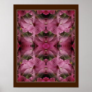Poster Fleur Hibiscus rose Multiplié Vintage Abstrait
