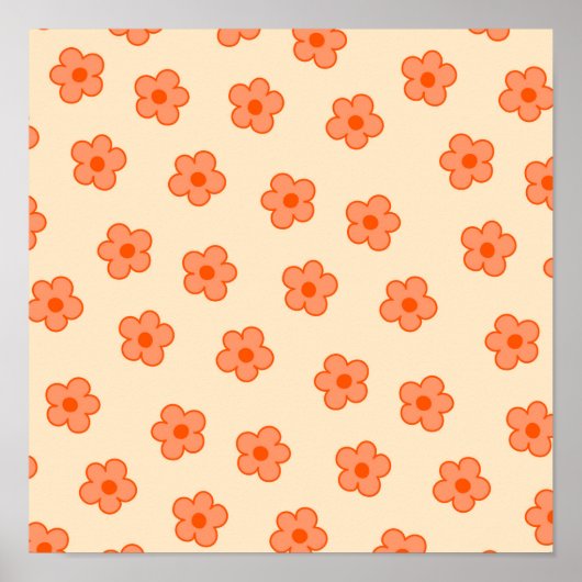 Poster Fleur Hippie Orange Peach Preppie (Devant)