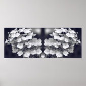 Poster Fleur Hydrangea Noir et Blanc Miroir Abstrait (Devant)