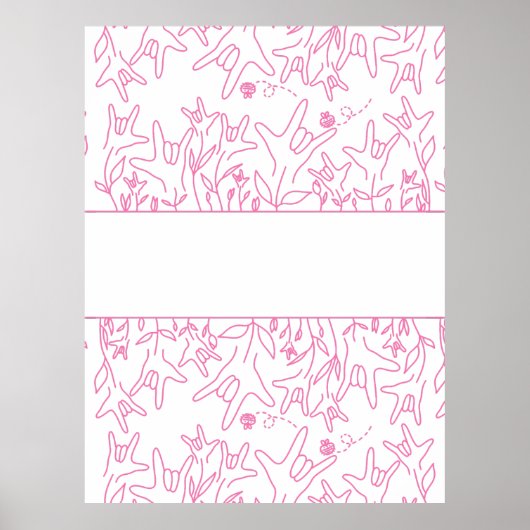 Poster Fleur ILY - Nom personnalisé ASL Design (Devant)