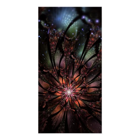 Poster Fleur imaginaire fractale douce et tendresse (Devant)