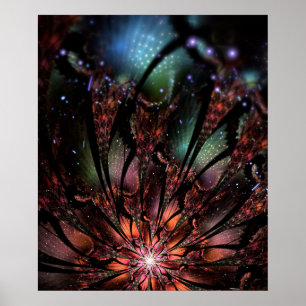 Poster Fleur imaginaire fractale douce et tendresse