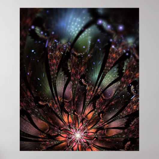 Poster Fleur imaginaire fractale douce et tendresse (Devant)