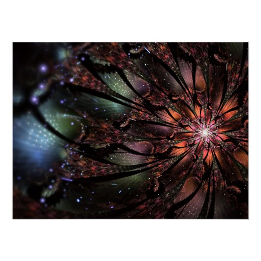 Poster Fleur imaginaire fractale douce et tendresse (Devant)