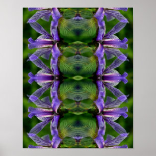 Poster Fleur Iris Violet Abstrait